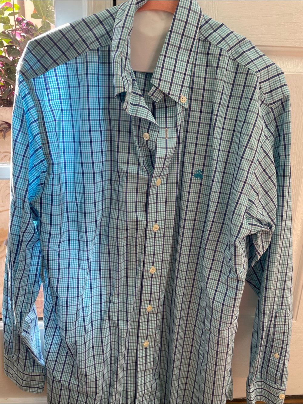 Brooks Brothers Light Blue and Navy Plaid Button-Down Shirt